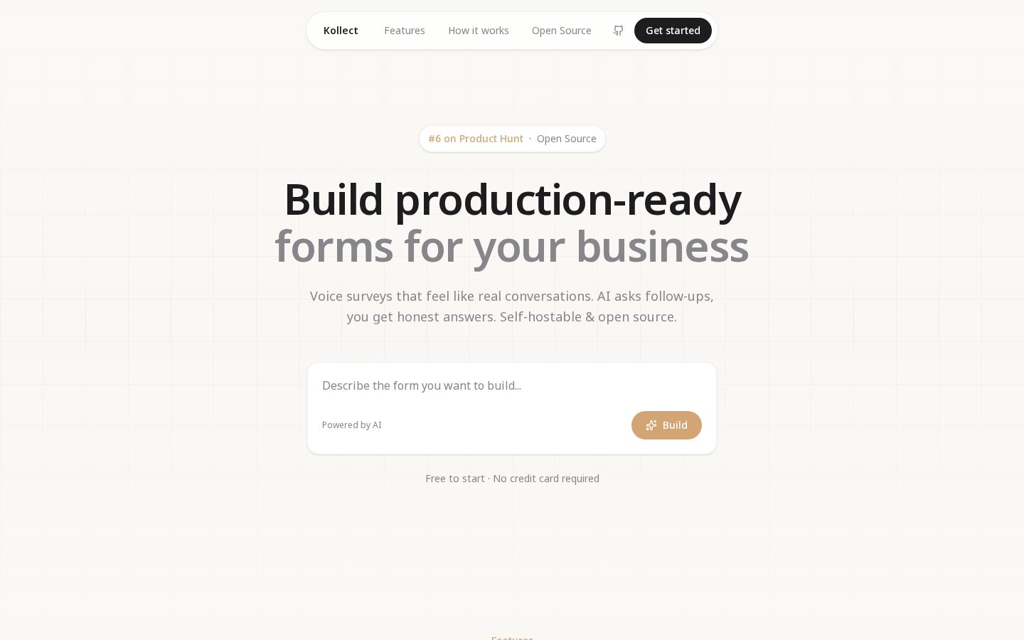 Kollect Voice Agent Homepage