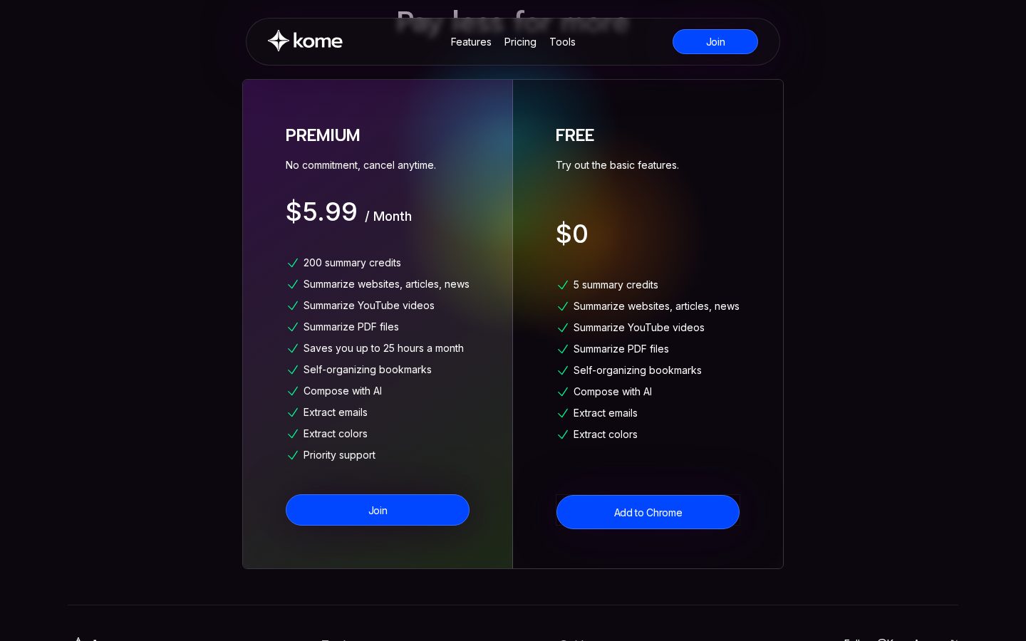 Kome Ai Pricing