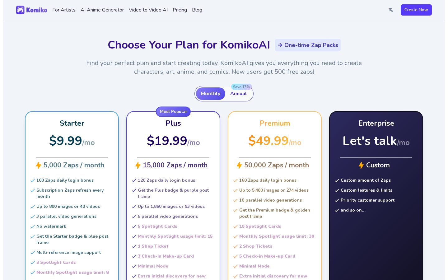 Komiko Pricing