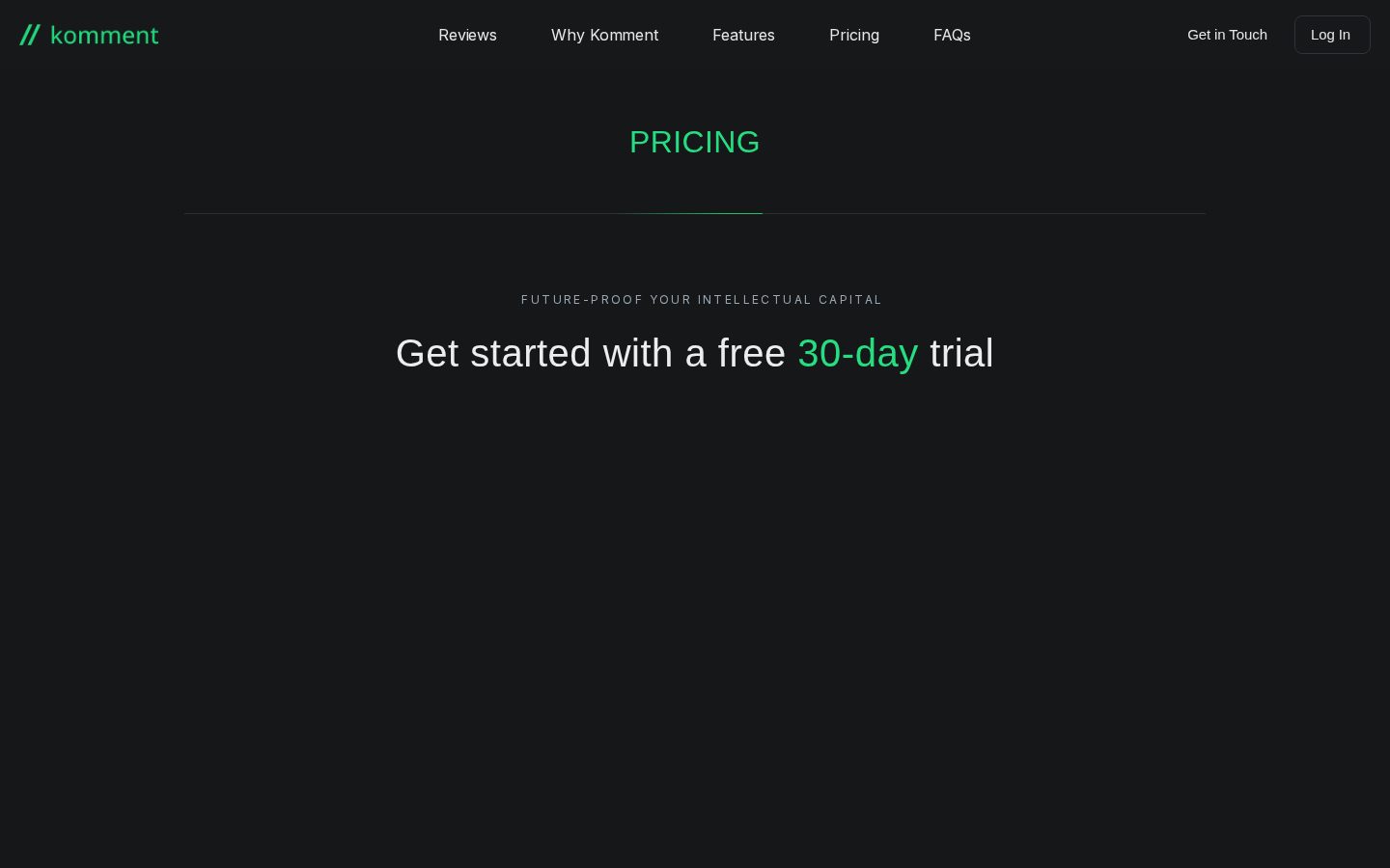 Komment Pricing