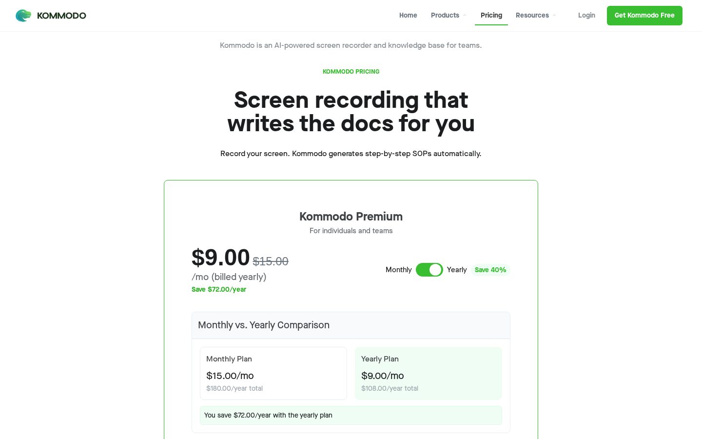 Kommodo Pricing