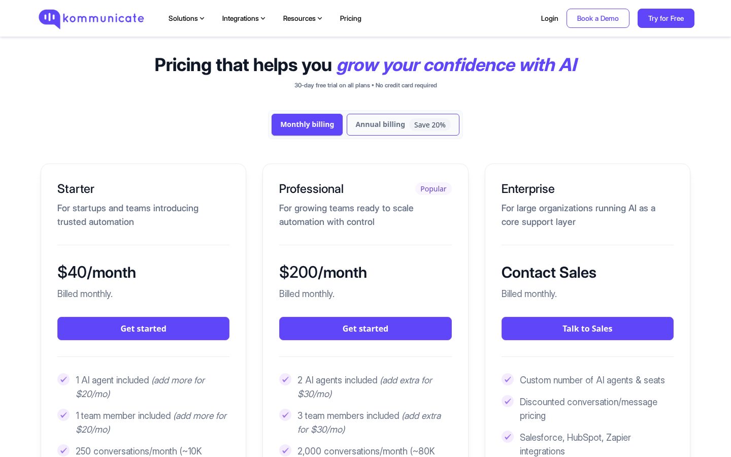 Kommunicate Pricing