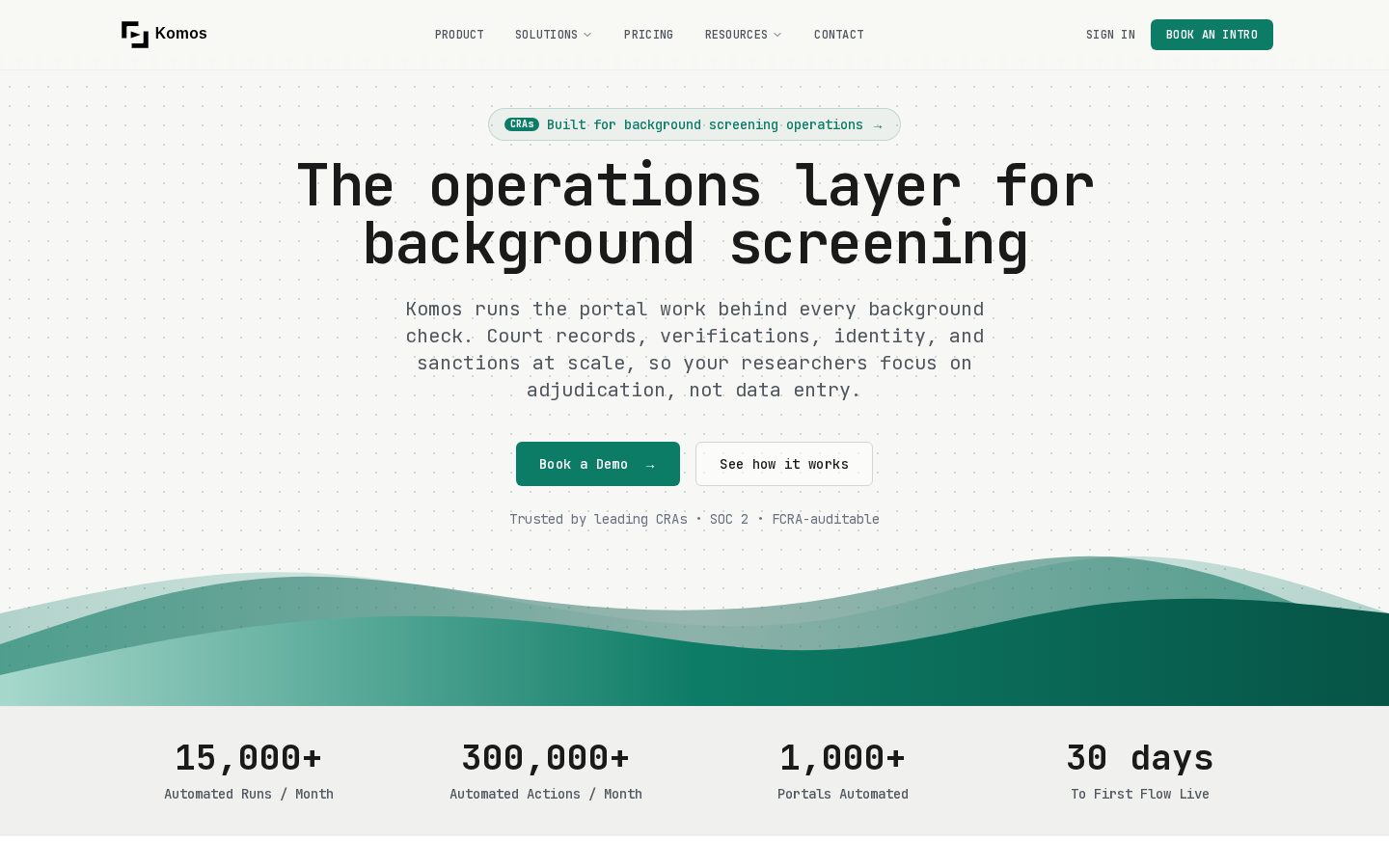 Komos AI Homepage