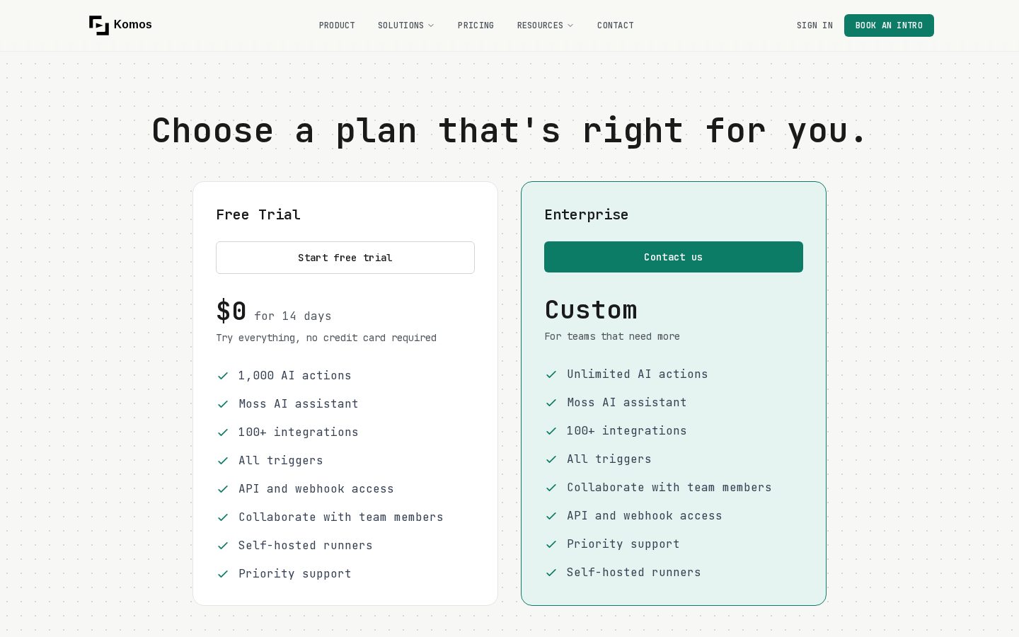 Komos AI Pricing
