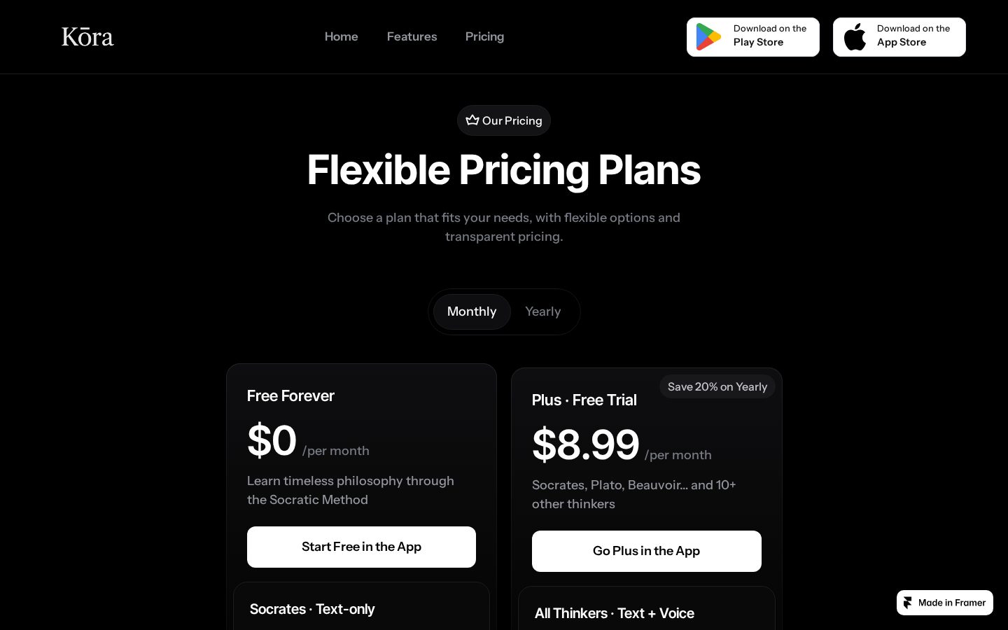 Kora Pricing