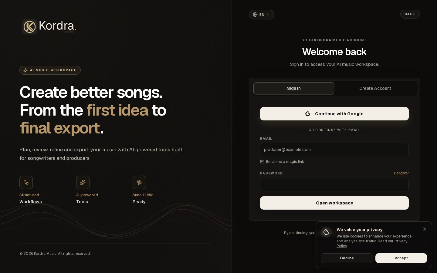 Kordra Music Homepage