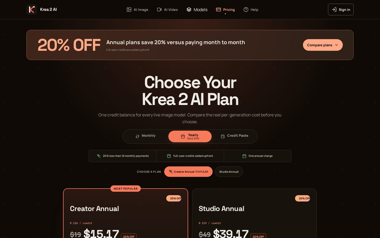 Krea 2 AI Pricing