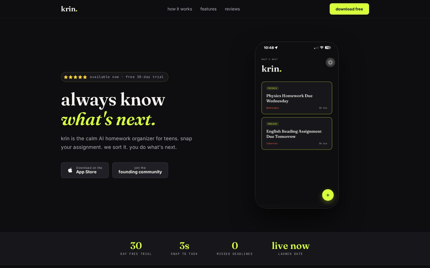 KrinApp Homepage