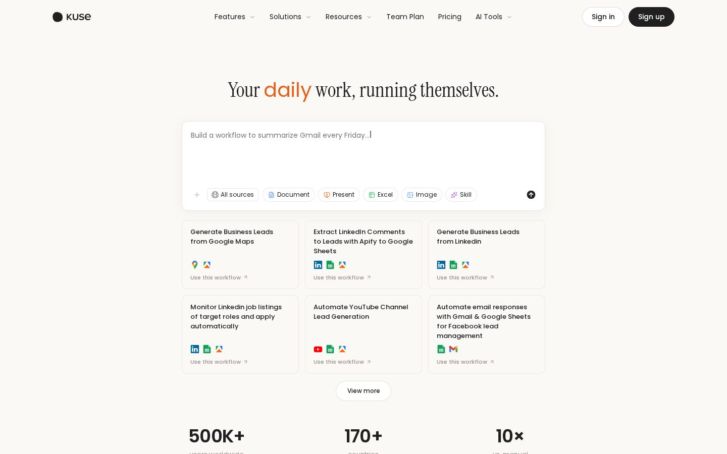 Kuse AI Homepage