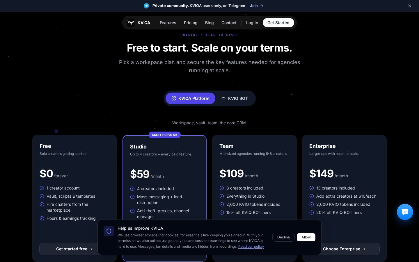 KVIQA Pricing