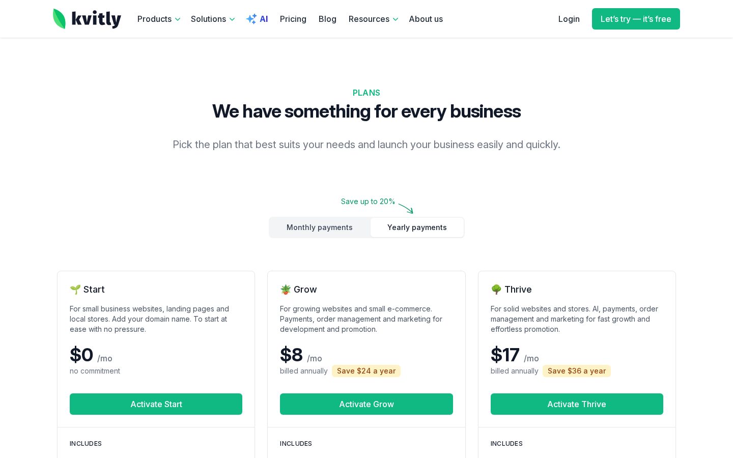 Kvitly Pricing