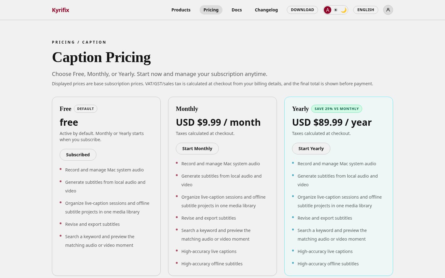 Kyrifix Dictionary Pricing