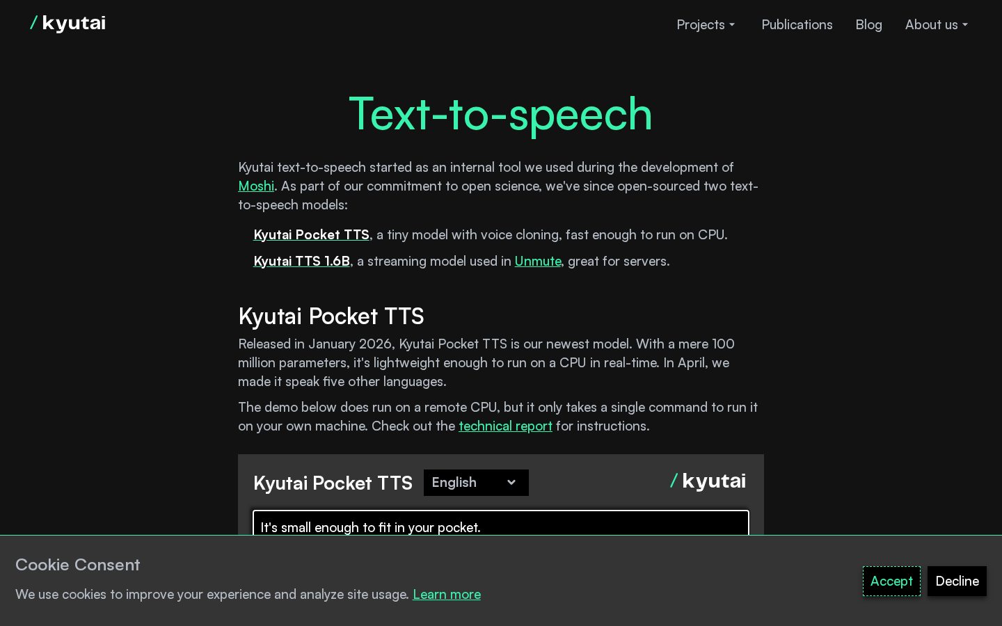 Kyutai TTS Homepage