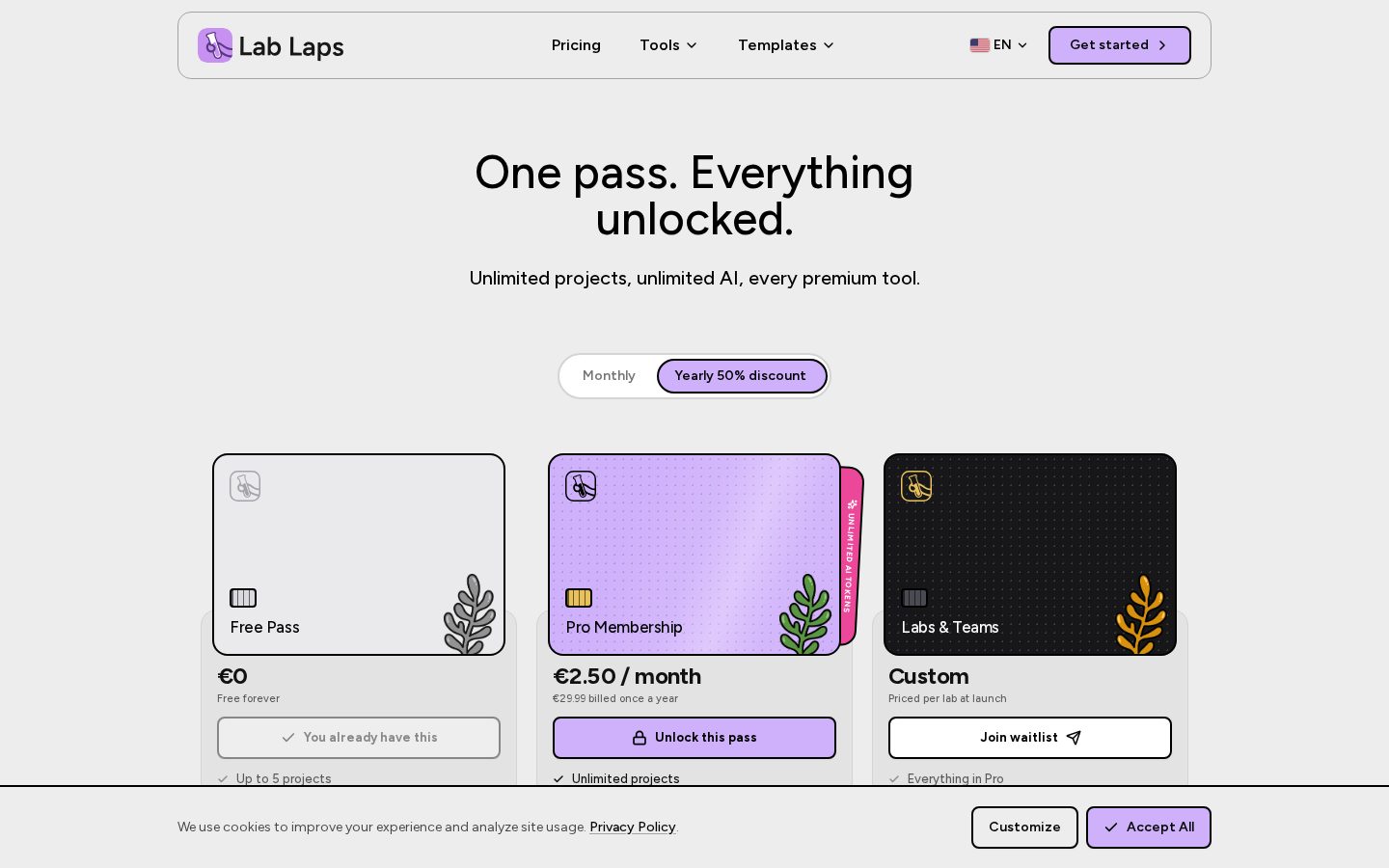 Lab Laps Pricing