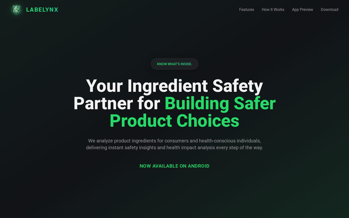 Labelynx - Ingredient Analyzer Homepage