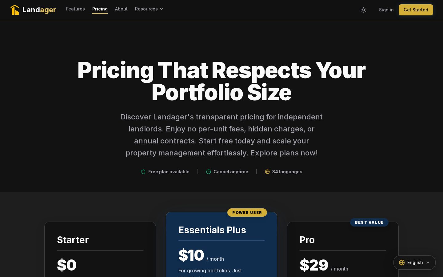 Landager Pricing