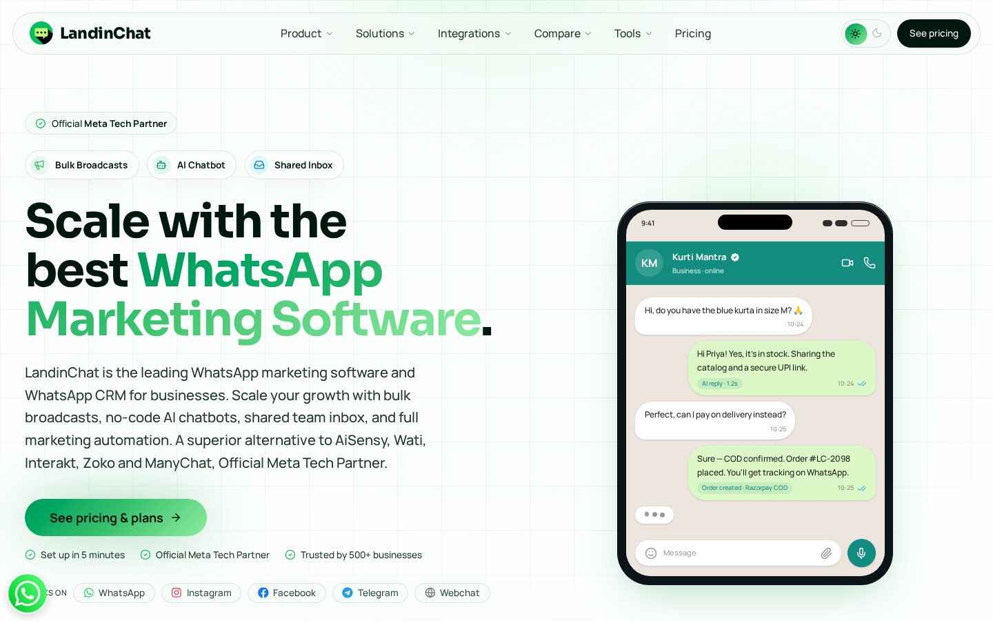 LandinChat Homepage