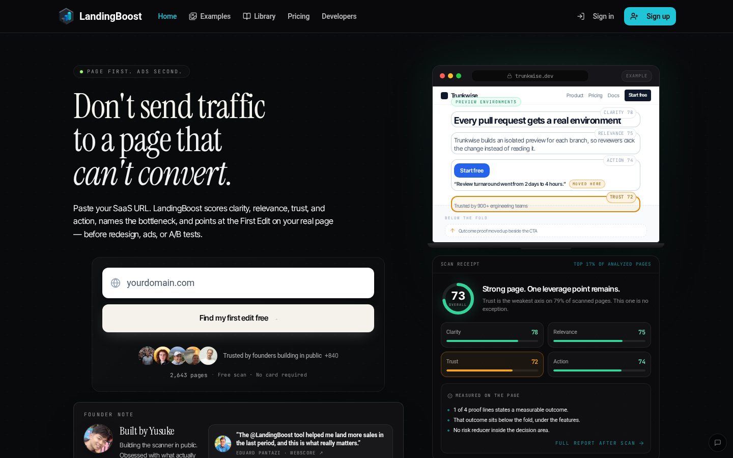 Landing Boost Homepage