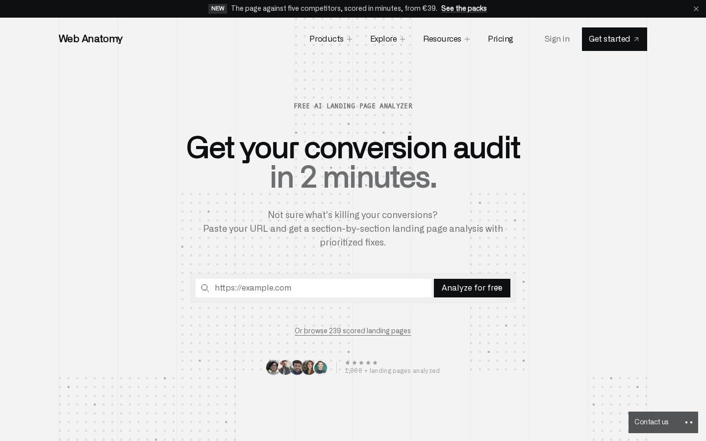 Landing Page Analyzer Homepage