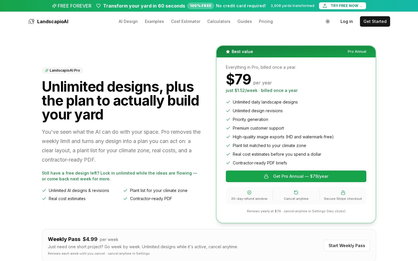 LandscapioAI Pricing