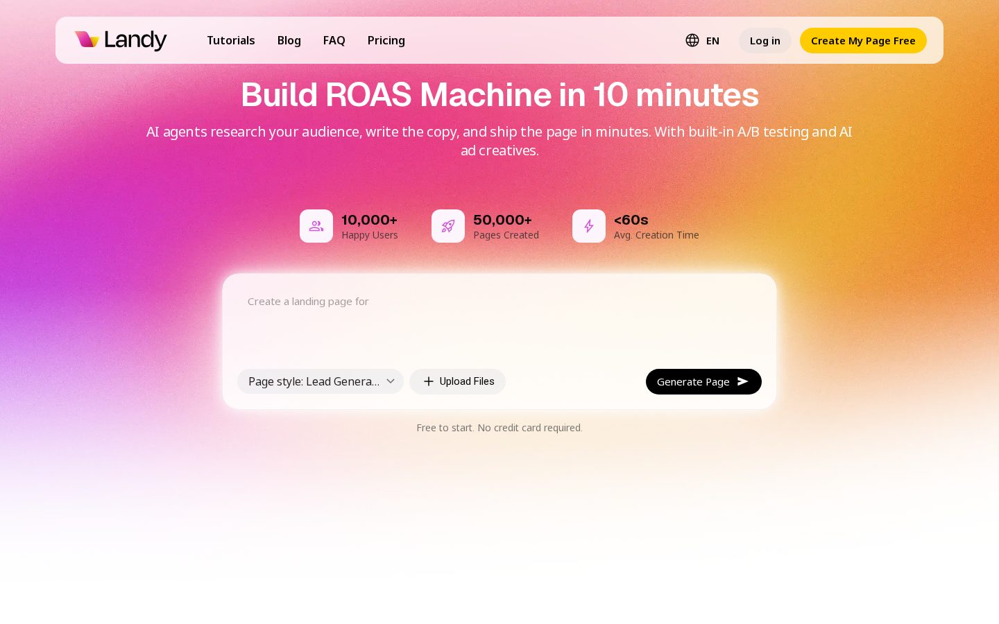 Landy AI Homepage