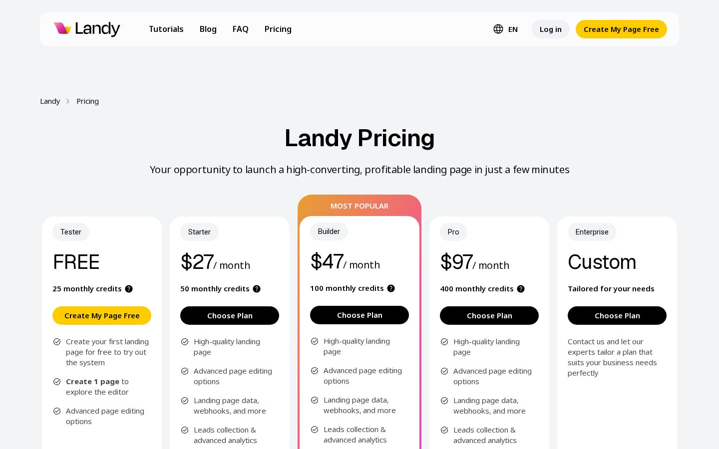Landy AI Pricing