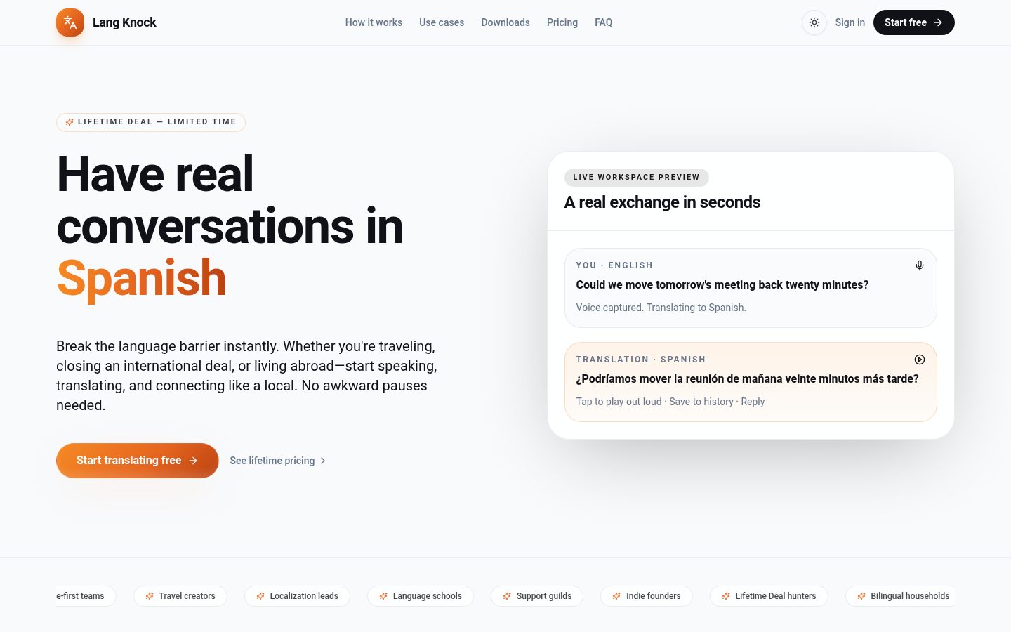Lang Knock Homepage