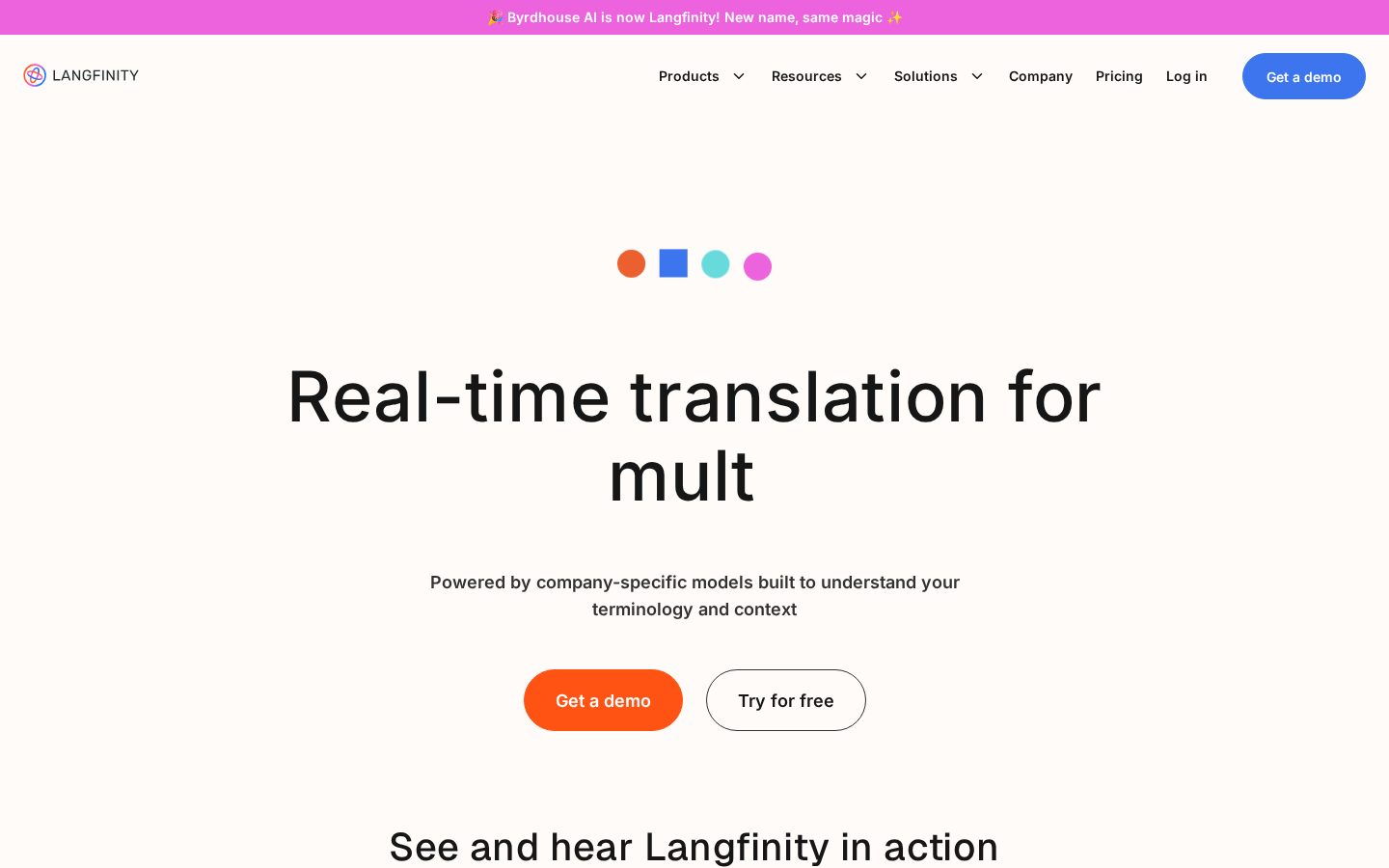 Langfinity AI Homepage