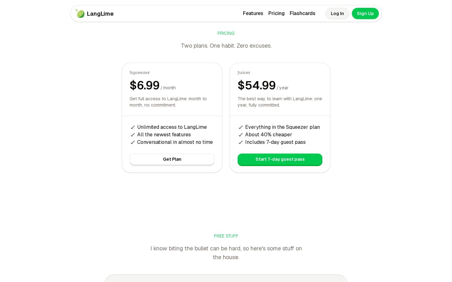 LangLime Pricing