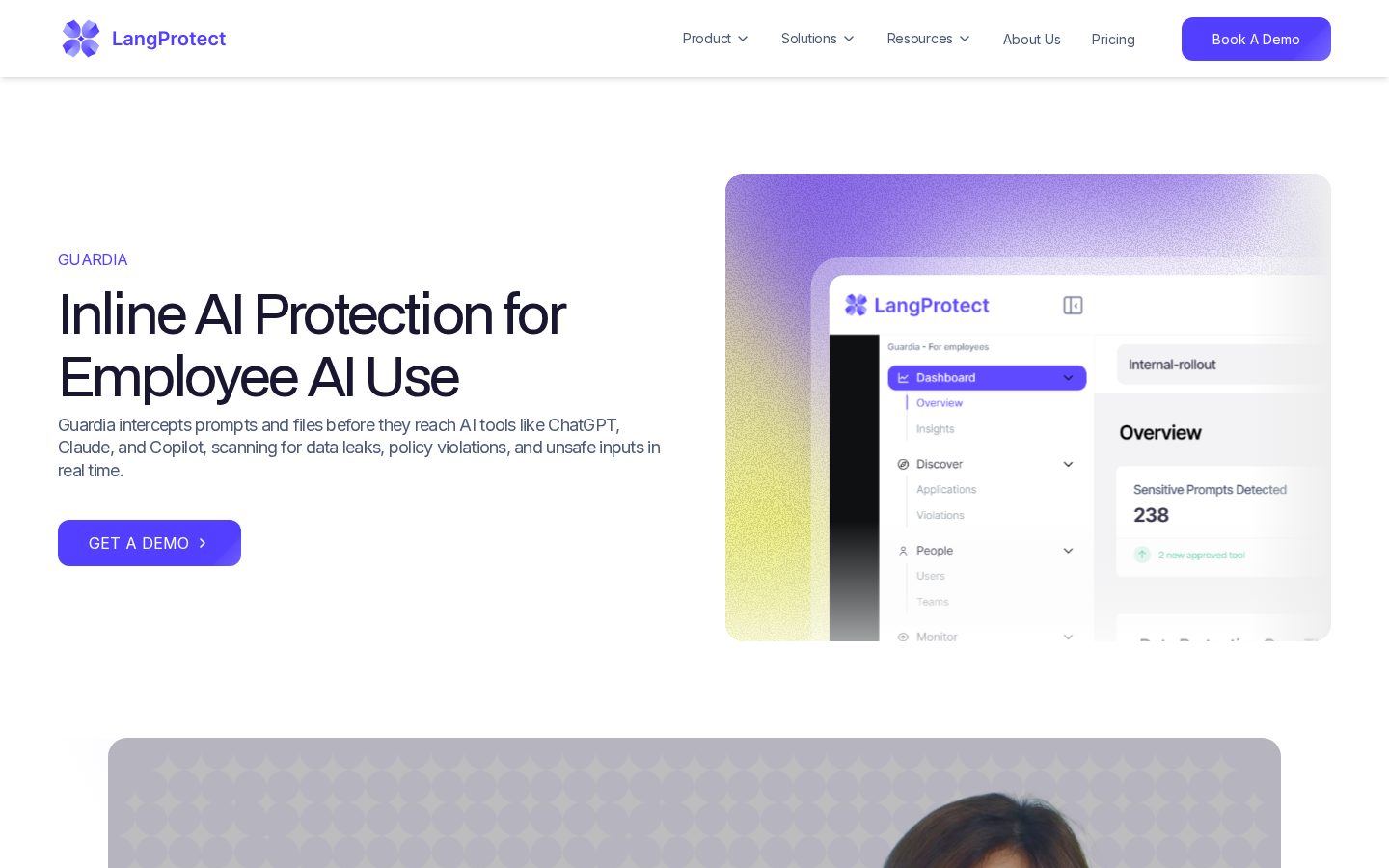 LangProtect Guardia Homepage
