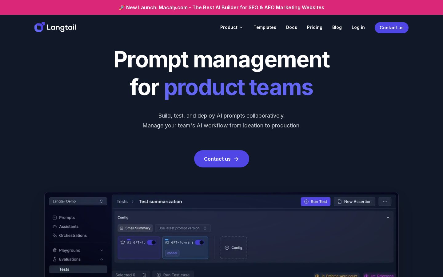 Langtail Homepage