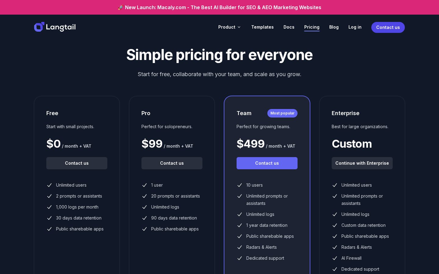 Langtail Pricing
