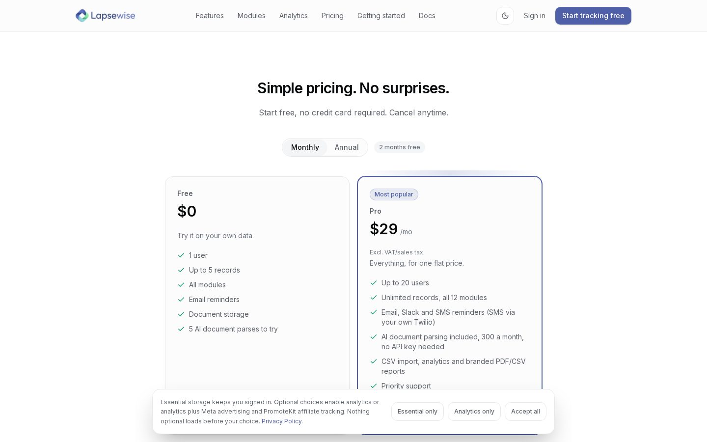 Lapsewise Pricing
