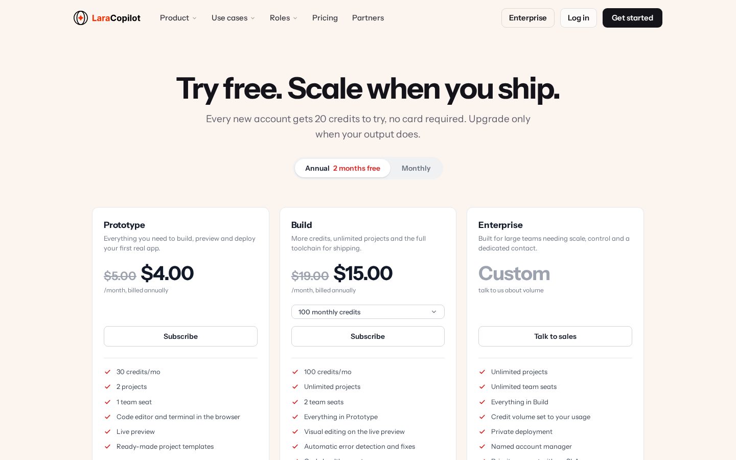 LaraCopilot Pricing