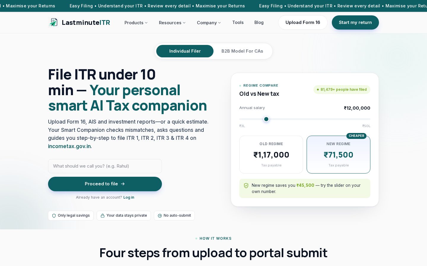 LastminuteITR Homepage