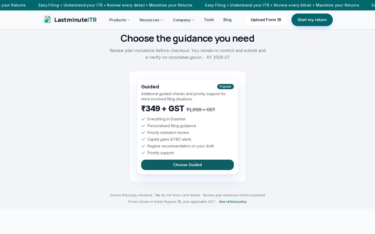 LastminuteITR Pricing