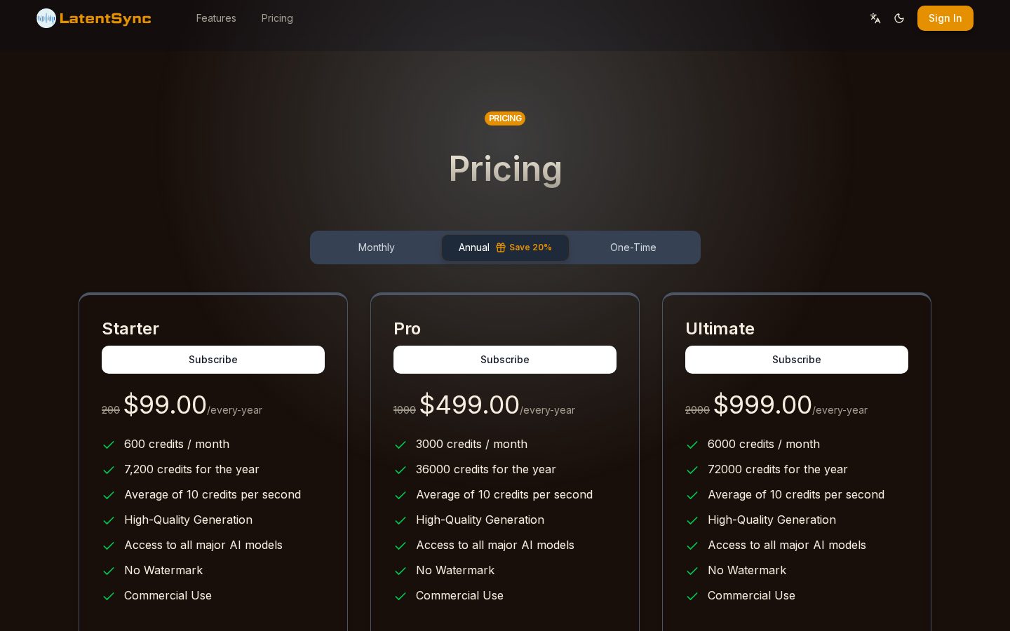 LatentSync Pricing