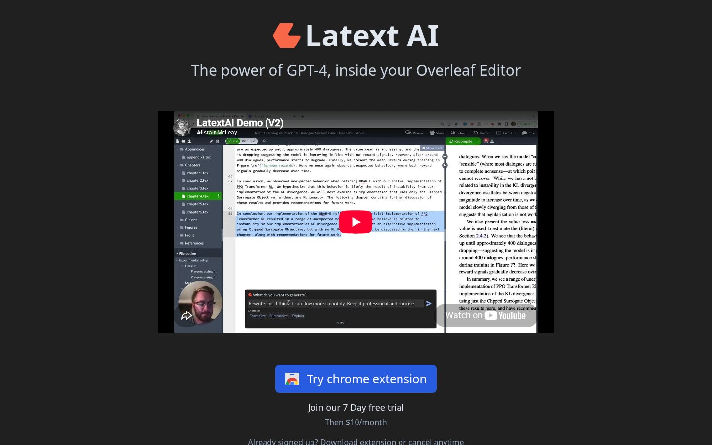 Latext AI Homepage
