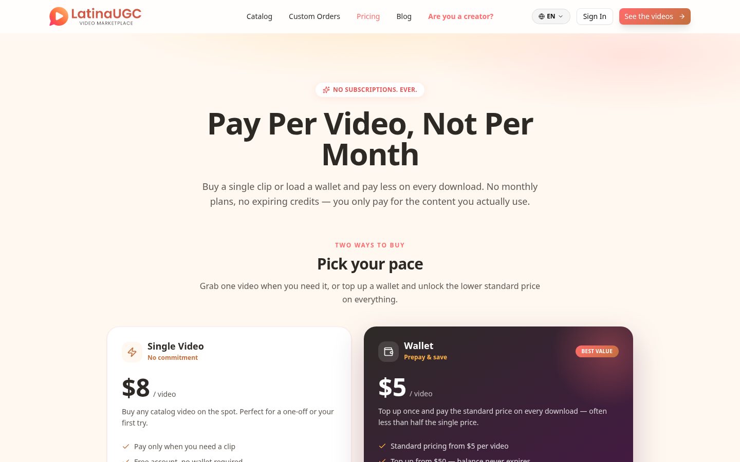 LatinaUGC Pricing
