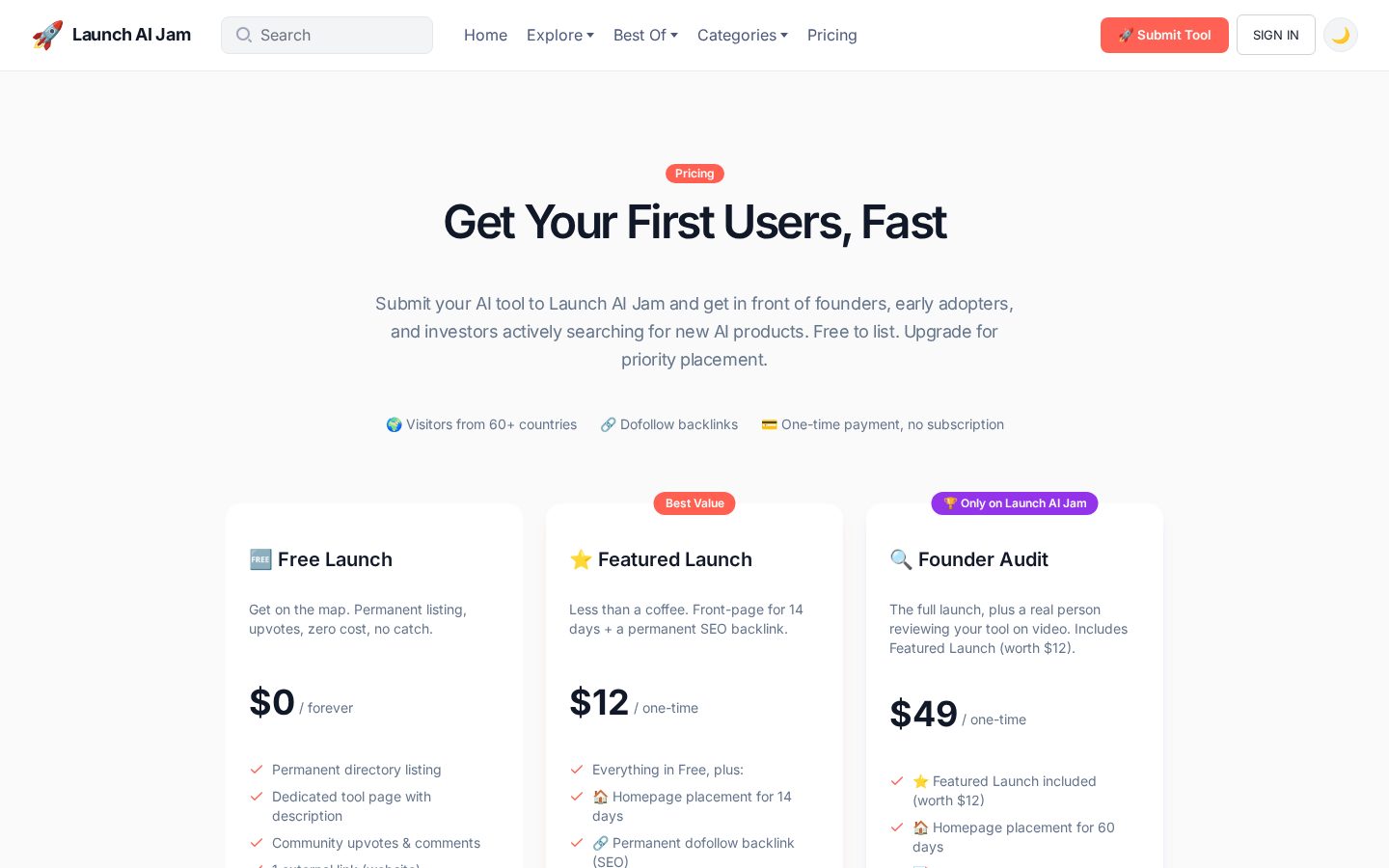 Launch AI Jam Pricing