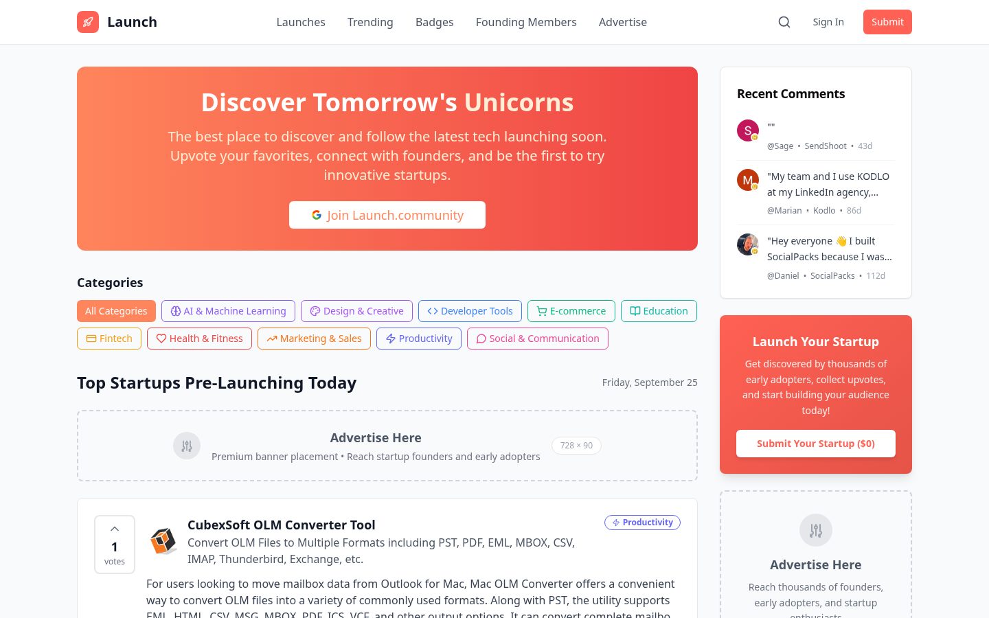Launch Community Homepage