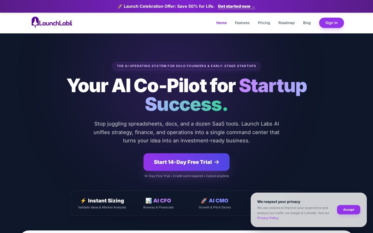 Launch Labs AI Homepage
