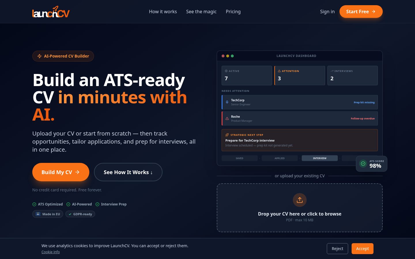 LaunchCV Homepage