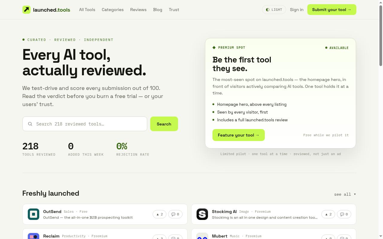 Launched Tools Homepage