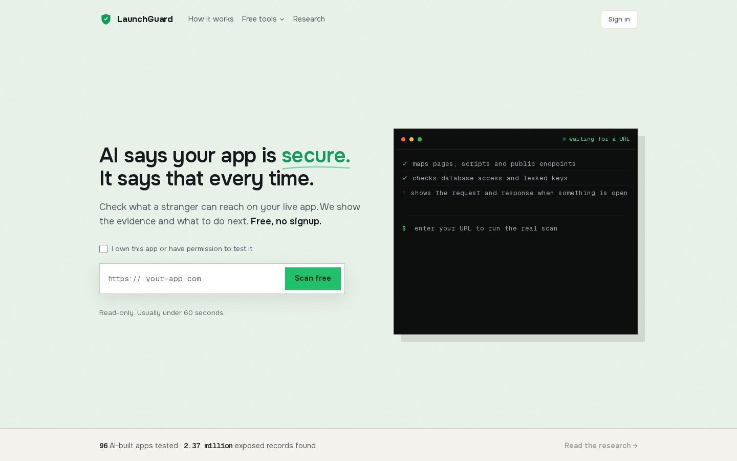 LaunchGuard Homepage