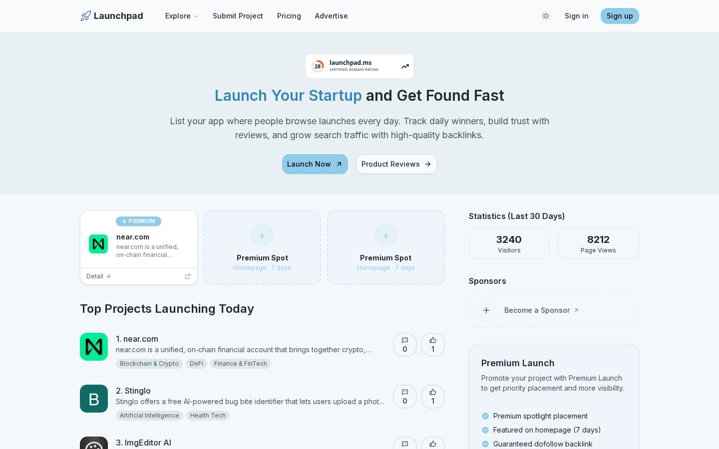 Launchpad Homepage