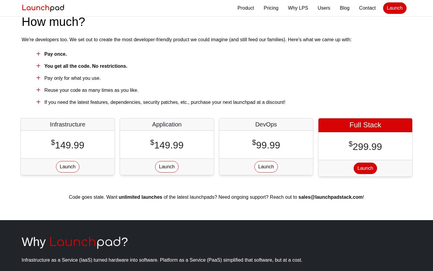 Launchpad Stack Pricing