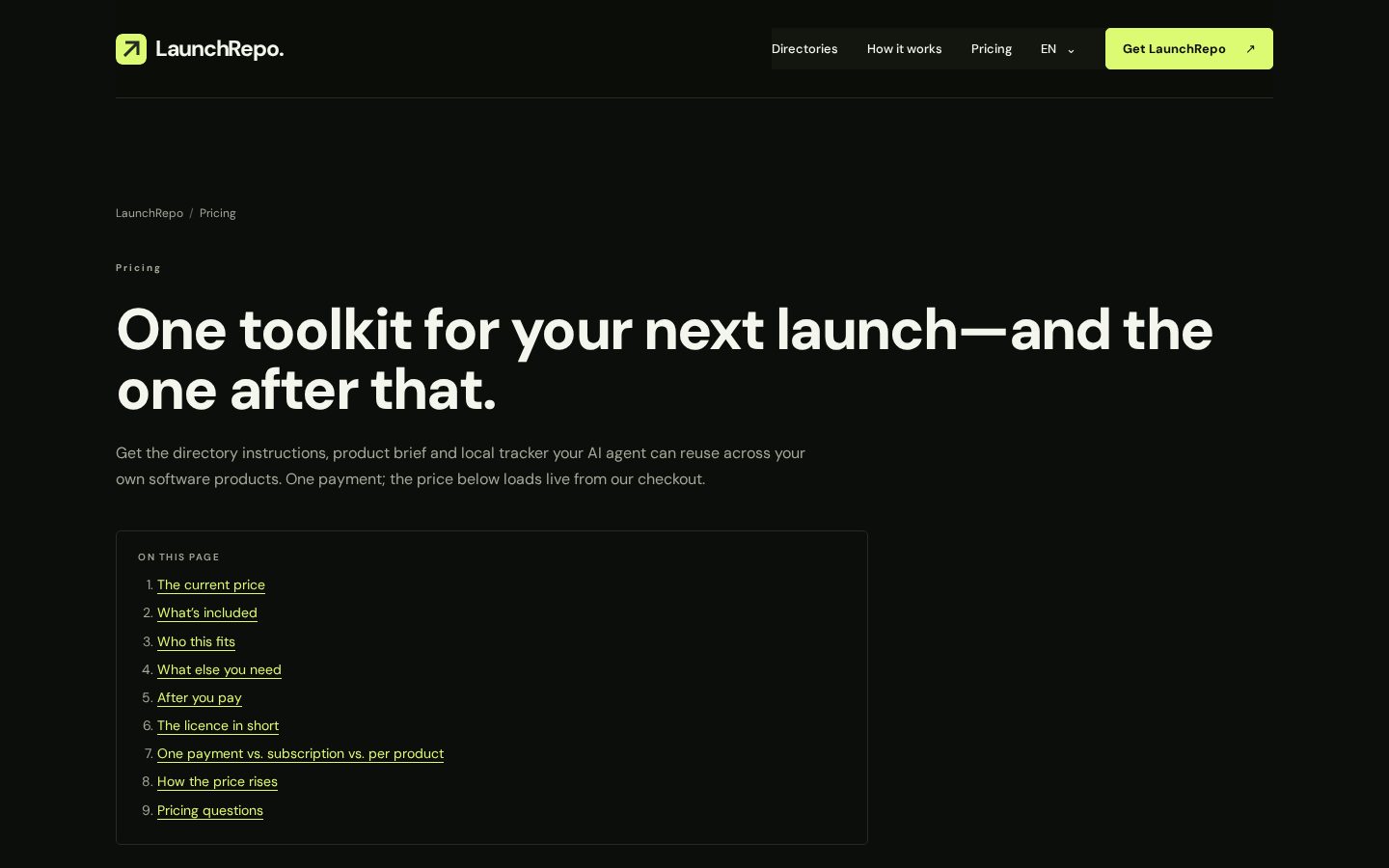 LaunchRepo Pricing