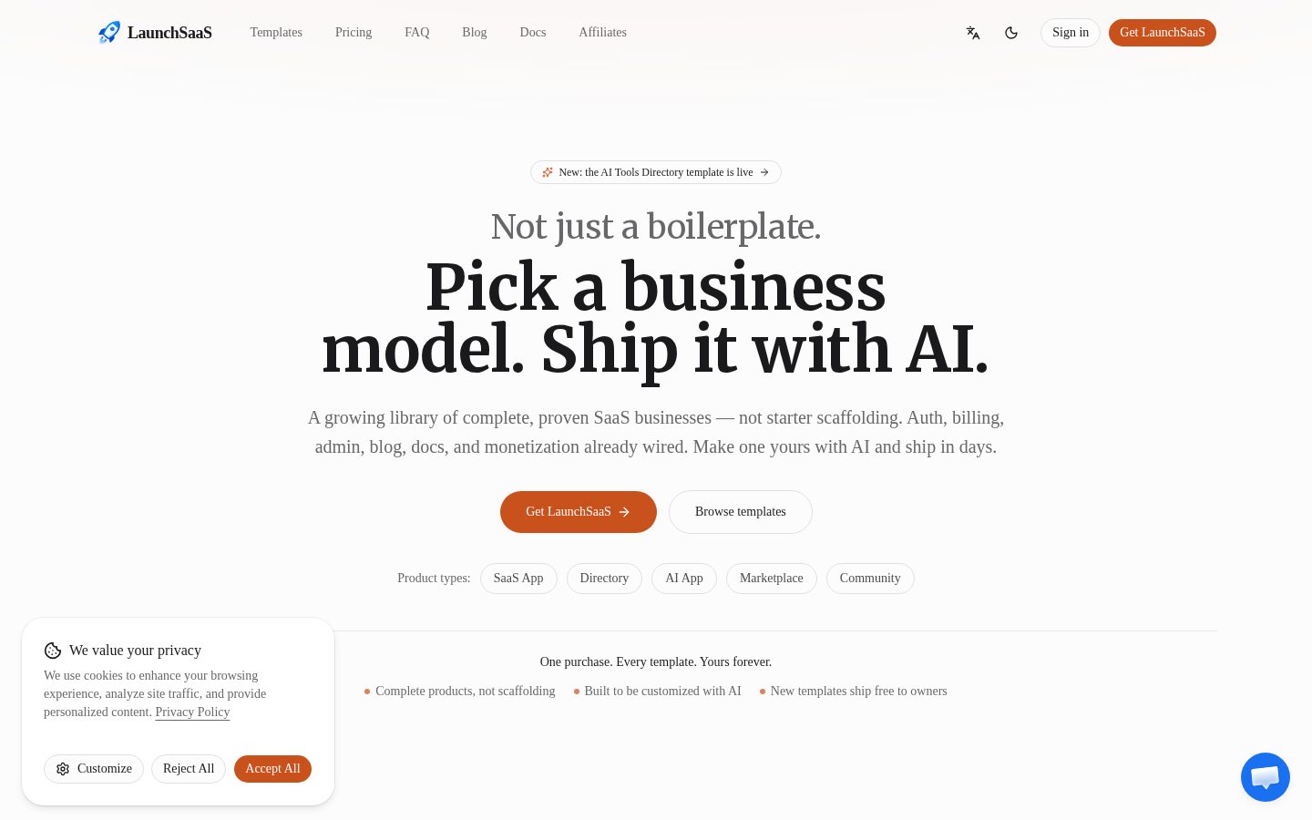 LaunchSaaS Homepage