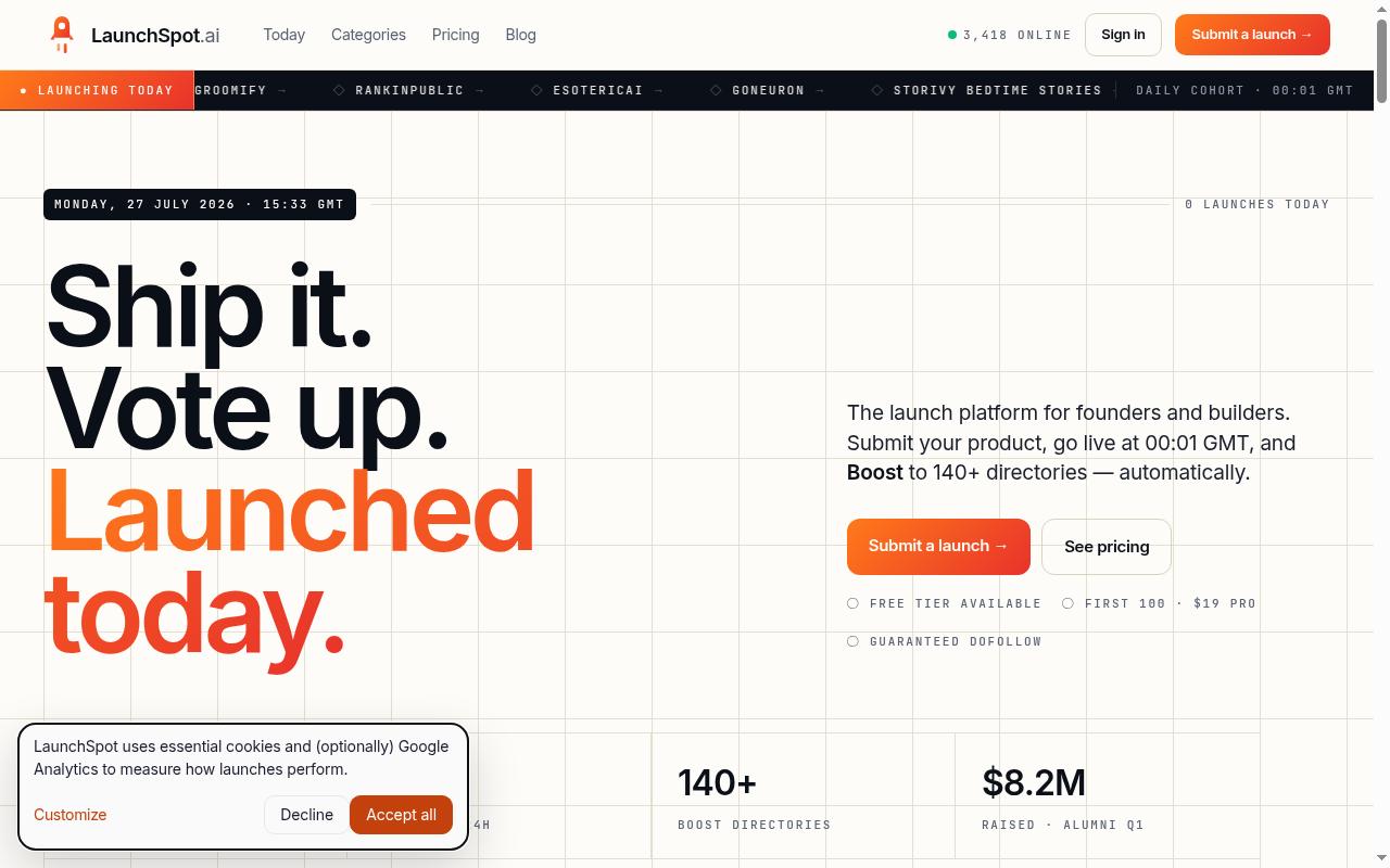 LaunchSpot.ai Homepage